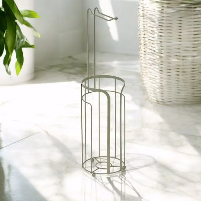 Showerdrape Dante Freestanding Toilet Roll and Spare Paper Holder Combination in Green