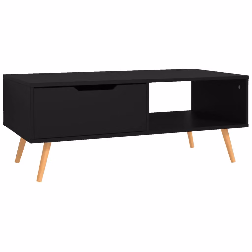 Berkfield Home Black Mid Century Rectangular Coffee Table in Engineered Wood W: 100 cm, D: 49.5 cm, H: 43 cm – 2