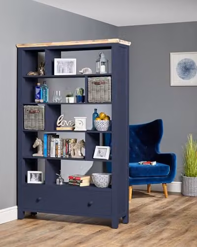 Florence Room Divider Shelving Storage Unit in Blue, H 190 x W 120 x D 35 cm – 2