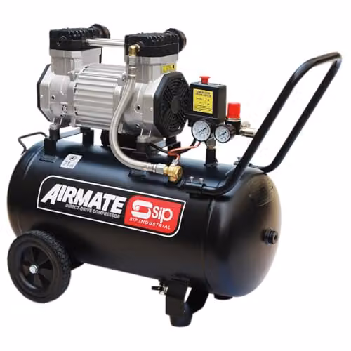 SIP Airmate Low Noise Oil-Free Direct Drive Air Compressor, Black, 50L, 2.2kW, 8 Bar