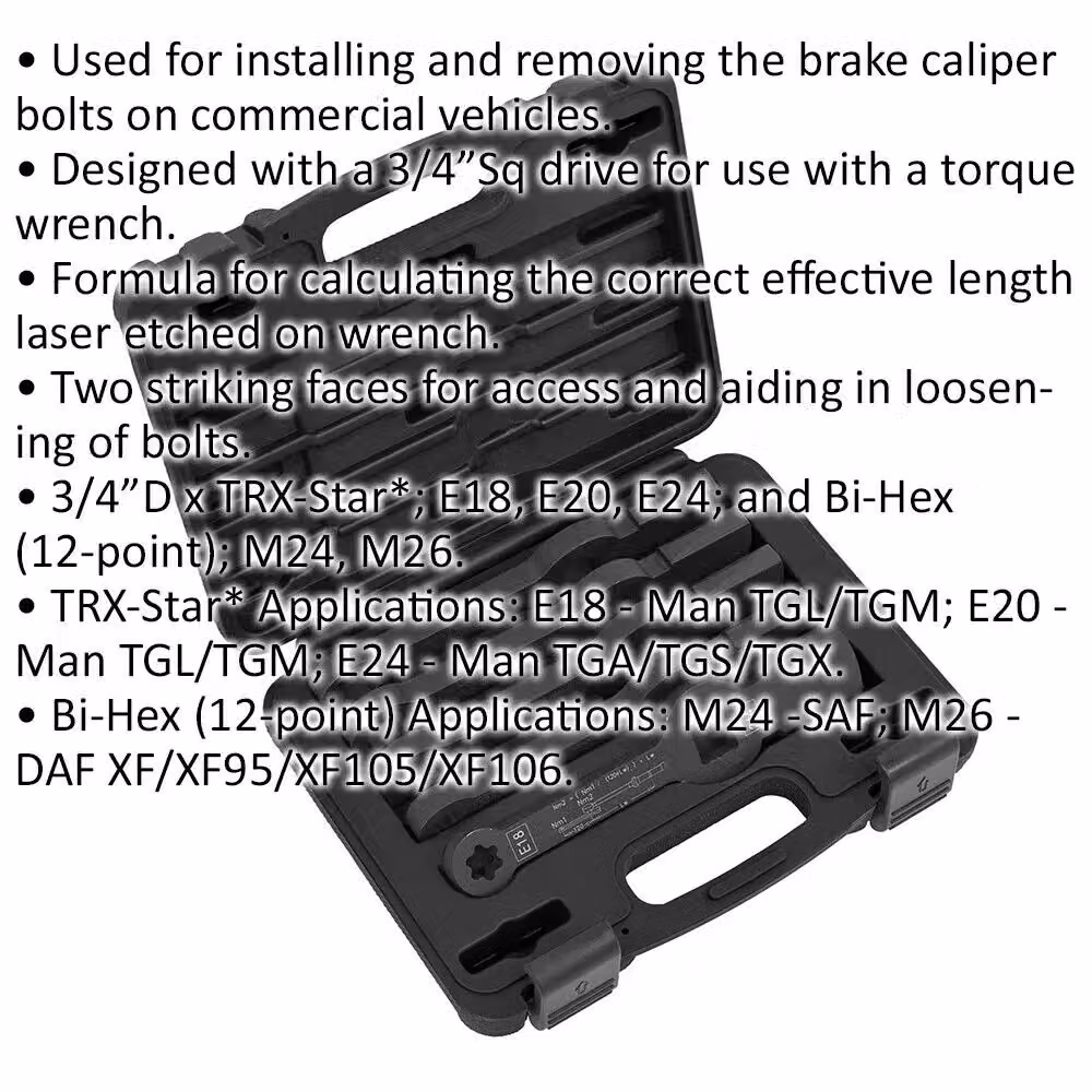 Loops 5 Piece Bi-Hex TRX-Star Brake Caliper Slogging Wrench Set, 3/4 inch Sq Drive, Multicolour and Black – 2