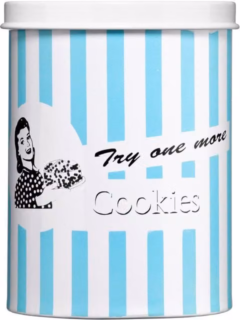 Orsina Blue and White Striped Metal Cookie Canister – 1