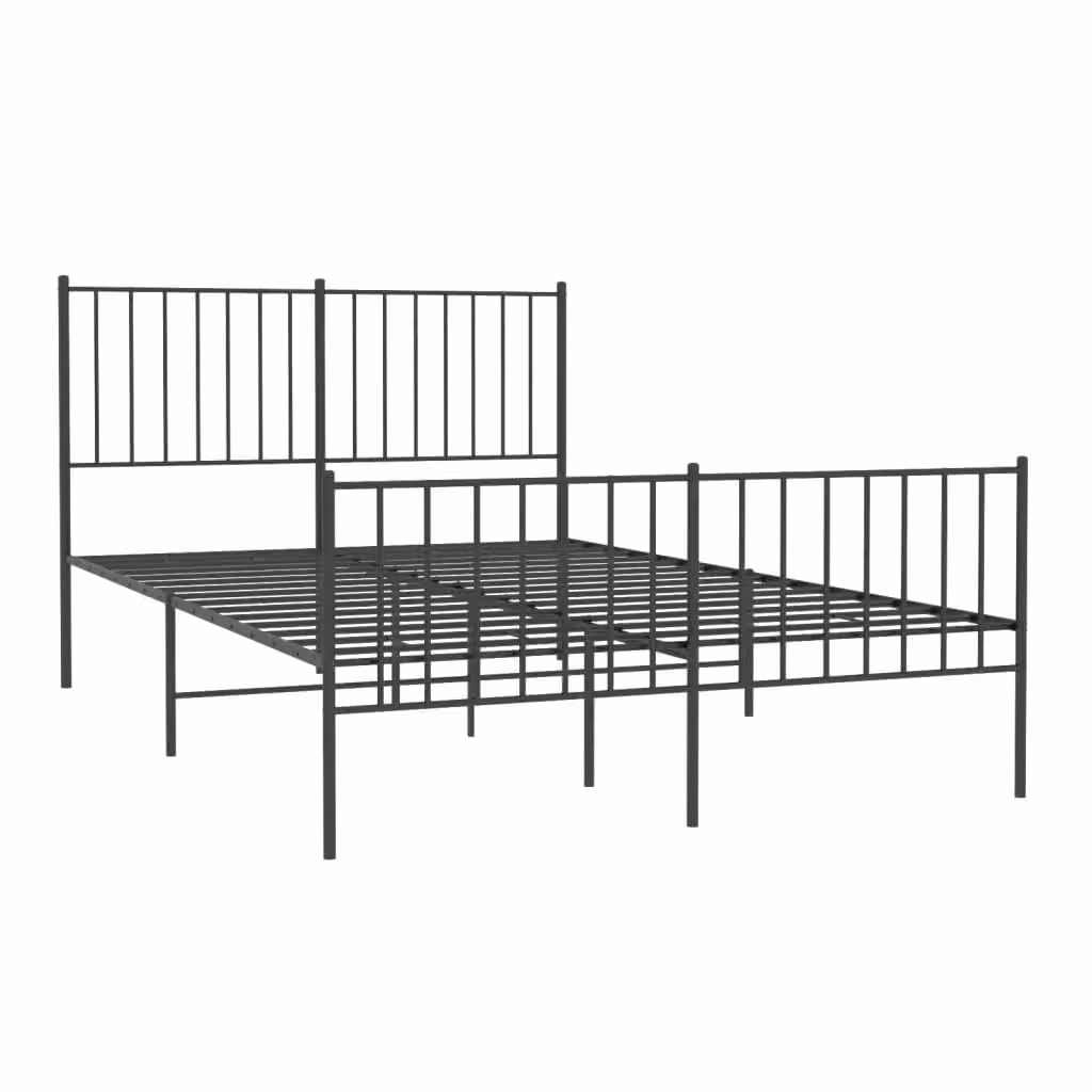 Berkfield Home Metal Bed Frame with Headboard and Footboard in Black, W/D/H: 120 x 190 cm Small Double – 2