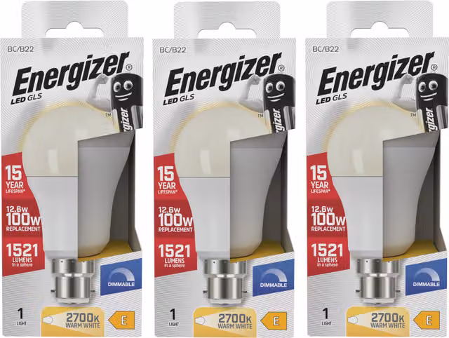Energizer LED GLS B22 Dimmable Light Bulb, 1521lm, 2700K Warm White