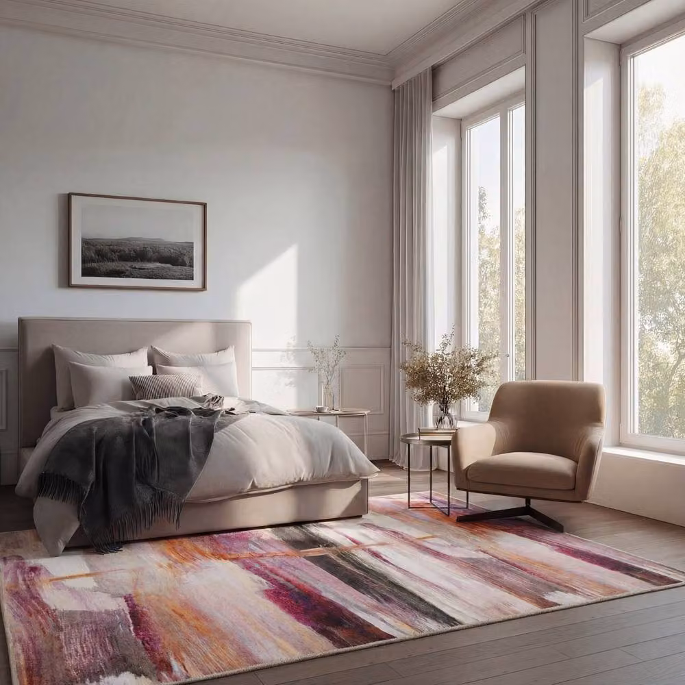 Kukoon Pink and Orange Abstract Modern Washable Rug, W x D: 160 x 230 cm – 3