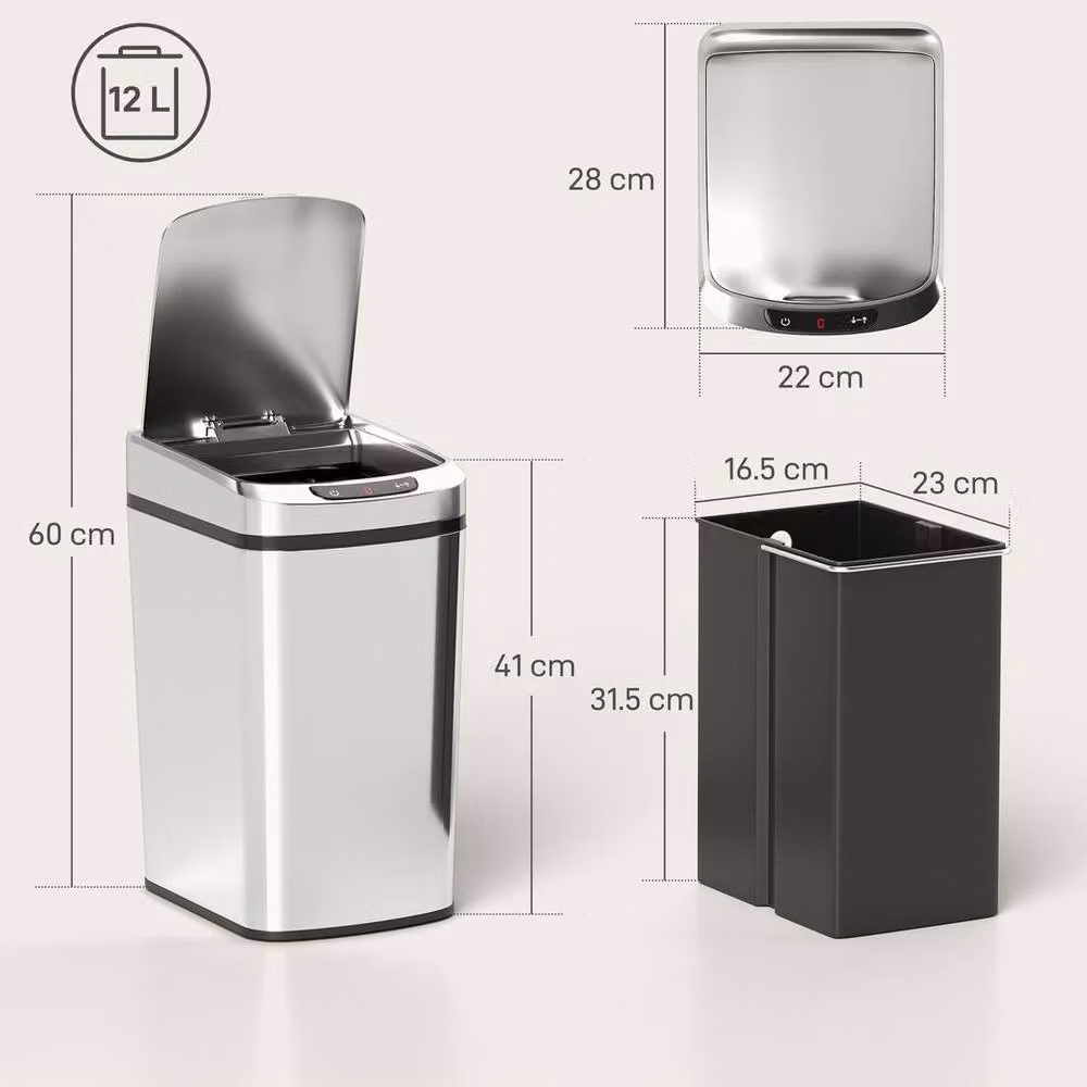 KORVIXA Silver Automatic Touchless Motion Sensor Kitchen Bin – 2