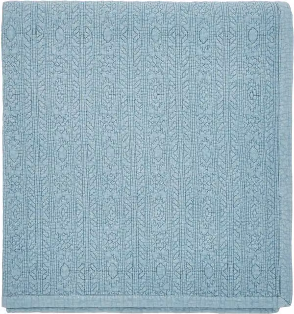 Bedeck of Belfast Oscar Celadon Jacquard Cotton Throw with Fringes in Beige, Green and Turquoise