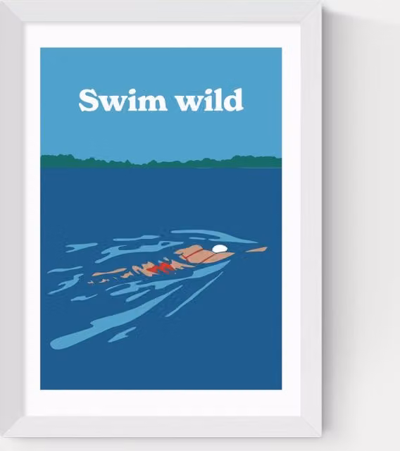 East End Prints Swim Wild Multicolour Framed Rectangular Wall Art in White