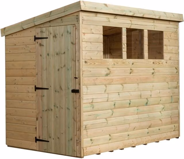 Empire Sheds Empire 2500 Green Pent Garden Wood Shed with Single Door and 3 Windows