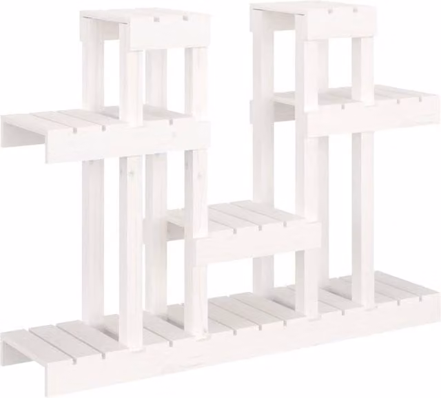 Berkfield Home White Solid Wood Pine Plant Stand, W/D/H: 104.5 x 25 x 77.5 cm – 1