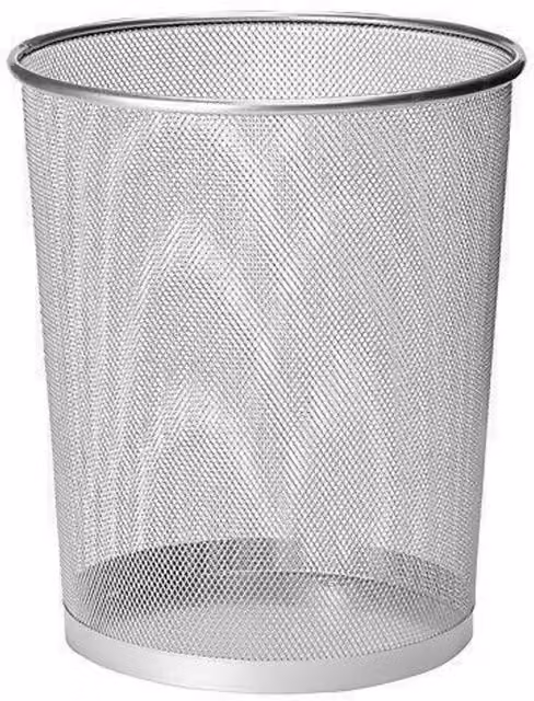 MantraRaj 9 Litre Round Metal Mesh Open Waste Paper Bin in Silver