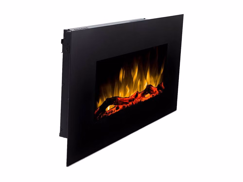 Vente-unique CHANDELA Electric Wall Fireplace, Black, W: 84 cm, D: 14 cm, H: 45 cm – 3