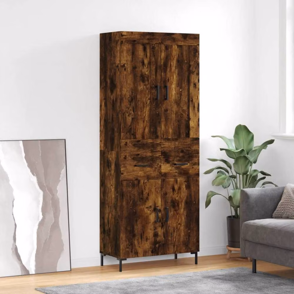 Berkfield Home Smoked Oak Highboard in Brown, W/D/H: 69.5 x 34 x 180 cm – 2