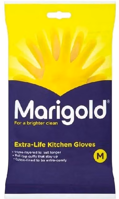 Marigold Extra-Life Multicolour Rubber and Cotton Kitchen Gloves, Medium