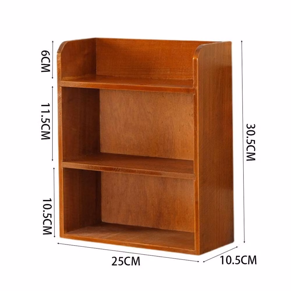 VOGREX 3 Tier Wooden Wall Mounted Ladder Makeup Organiser and Storage Shelf in Brown – 2