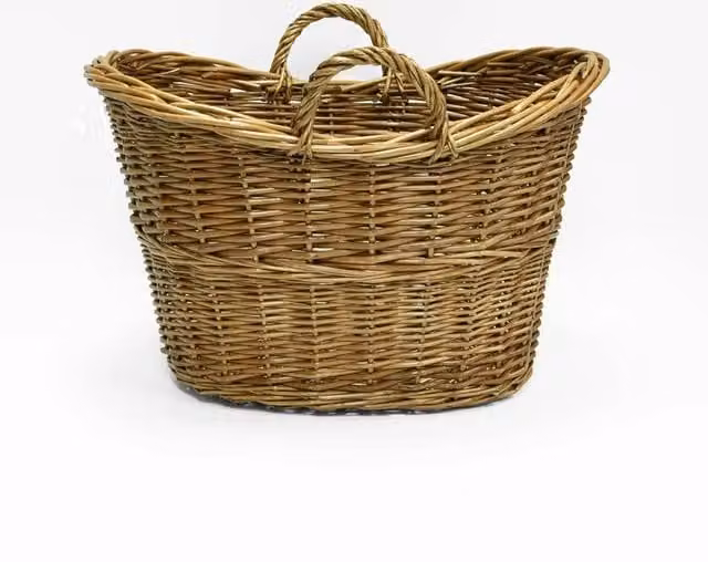 VOGREX Brown Oval Wicker Blanket Storage Basket with Handles