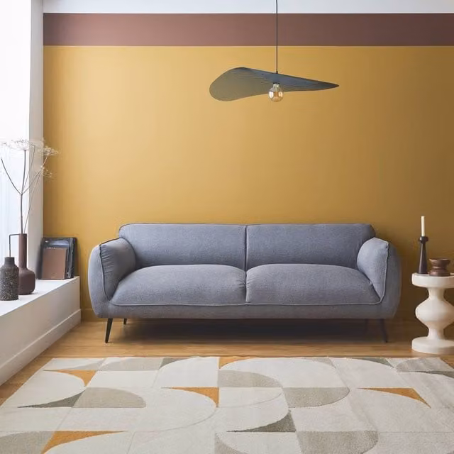 sweeek 3-Seater Modern Fabric Sofa in Grey with Metal and Wood Legs, W/D/H: 205.0 x 82.3 x 76.3 cm