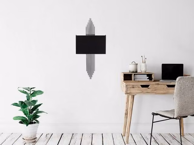 SANGARIUS Vente-unique Art Deco Metal Wall Light in Black and Silver, W: 22 cm, H: 75 cm – 1