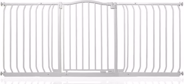 Safetots Curved Top Safety Gate in White, No-Drill Extendable Swing Door for Doors and Stairs