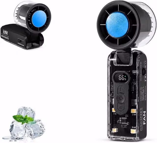 Dyzi Ice Cooling Folding Fan, USB Rechargeable, Black – 1