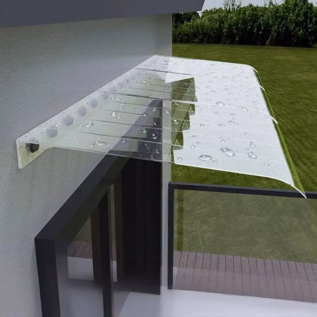 SPETLEK 3-Piece Transparent Polycarbonate Door Canopy Awning Outdoor Window Rain Shelter, W: 100 cm, D: 40 cm, H: 15 cm – 1