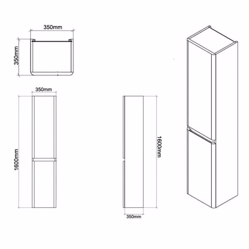 Clifton Grey Gloss Wall Mounted Tall Bathroom Storage Unit W: 35 cm, H: 160 cm – 3
