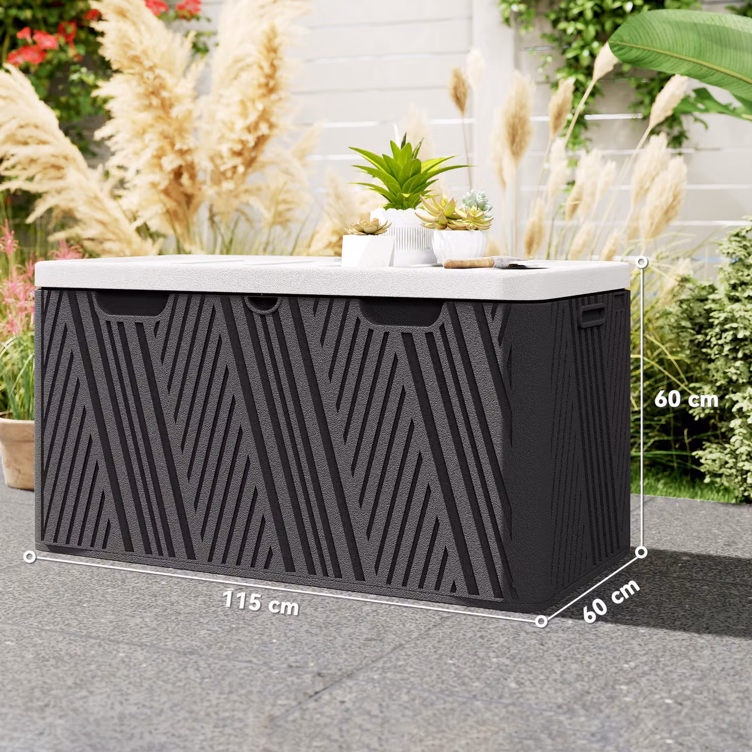 Outsunny 380L Waterproof Outdoor Storage Box with Lockable Lid in Black – 3
