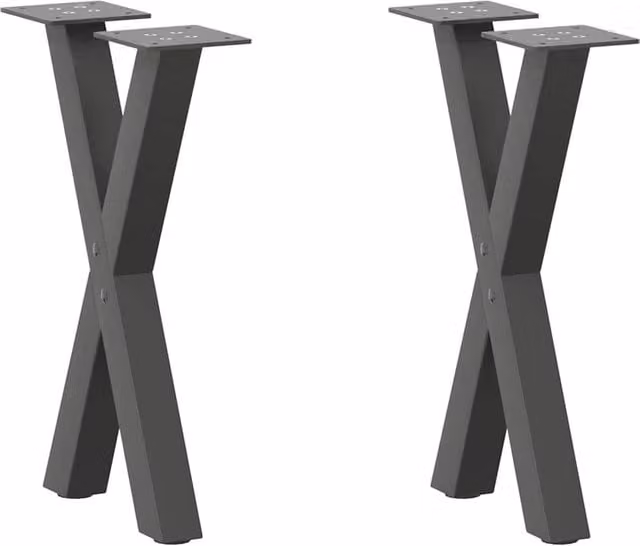 Berkfield Home X-Shaped Coffee Table Legs, 2 Piece Steel Set in Anthracite Black, W: 38 cm, H: 42-43 cm – 1