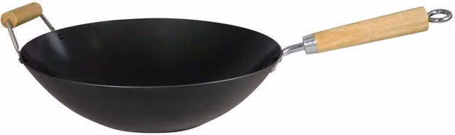 Dexam Non-Stick Carbon Steel Wok with Helper Handle, Black, Diameter: 36 cm