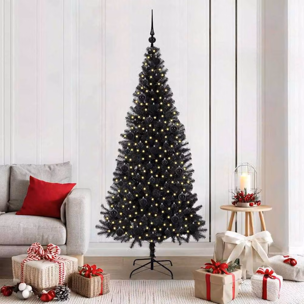 Berkfield Home Lush Christmas Tree with 300 LEDs and Stand, Black, Height: 180 cm – 2