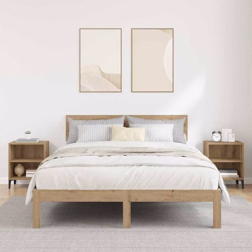 Berkfield Home Modern Bedside Cabinets, 2 Piece Artisan Oak Set in Brown, W/D/H: 40 x 30 x 50 cm – 4
