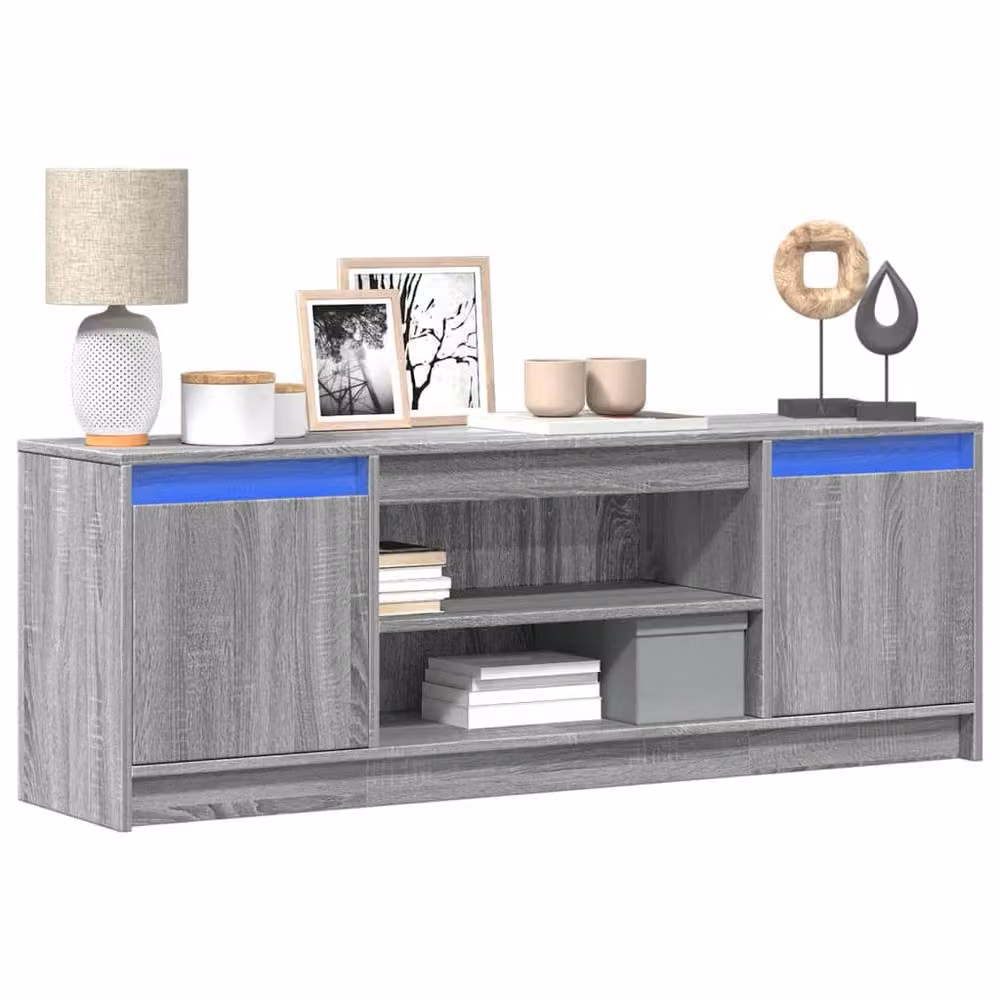 Berkfield Home Modern LED TV Cabinet in Grey Sonoma, W: 139.5 cm, D: 34 cm, H: 50 cm – 2