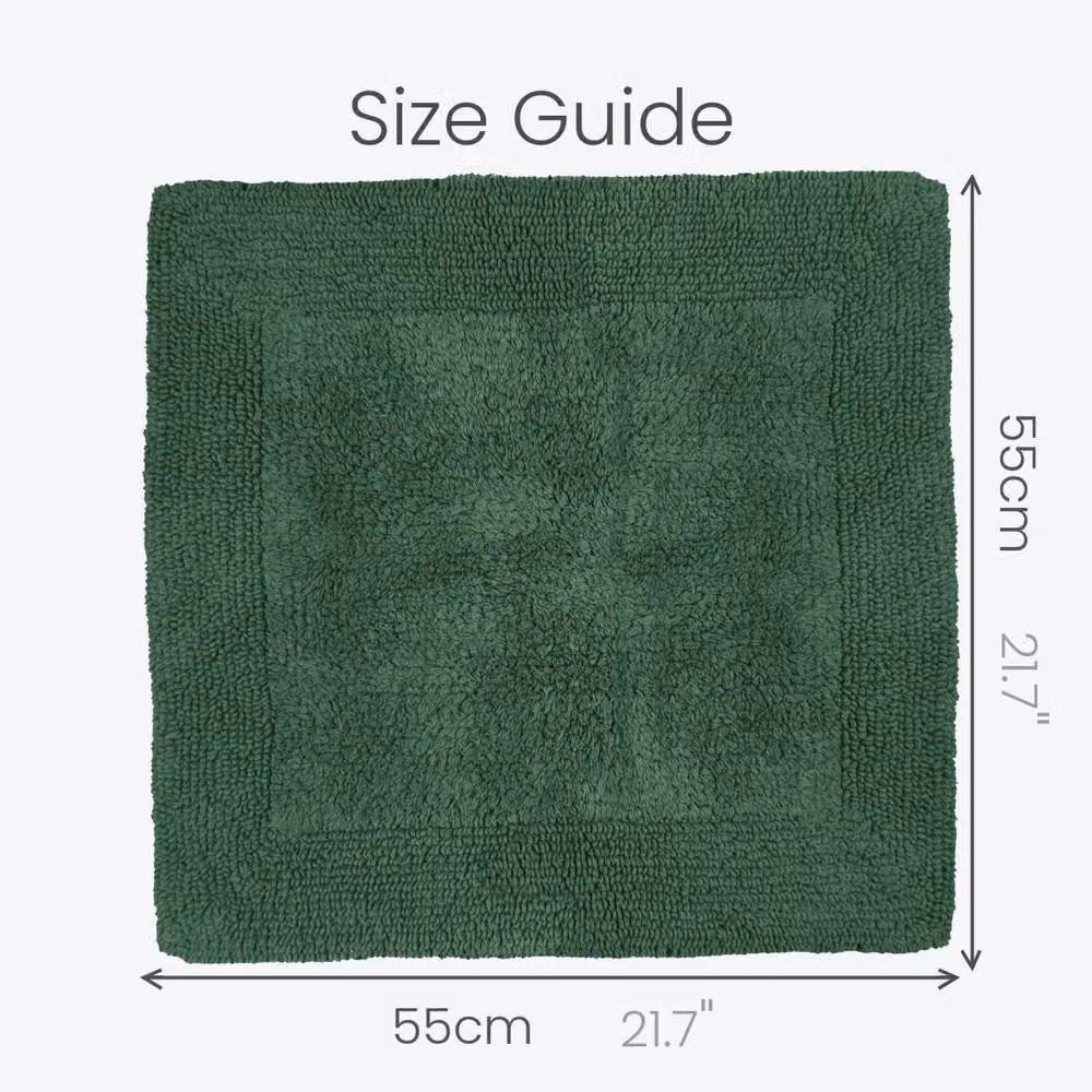Allure Bath Fashions Reversible Heavyweight Cotton Square Shower Mat in Green, 55 x 55 cm – 3
