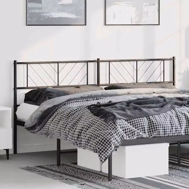 Berkfield Home Modern Matt Black Metal Headboard, Width: 193 cm – 1