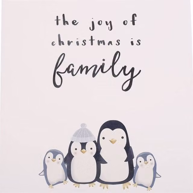 Uniqueful Joy of Christmas Penguin Family Multicolour Wooden Hanging Sign