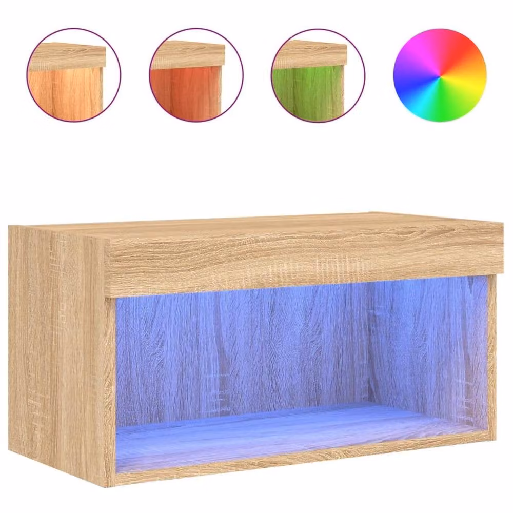 Berkfield Home TV Cabinet with LED Lights in Sonoma Oak Brown, W/D/H: 60 x 30 x 30 cm – 3