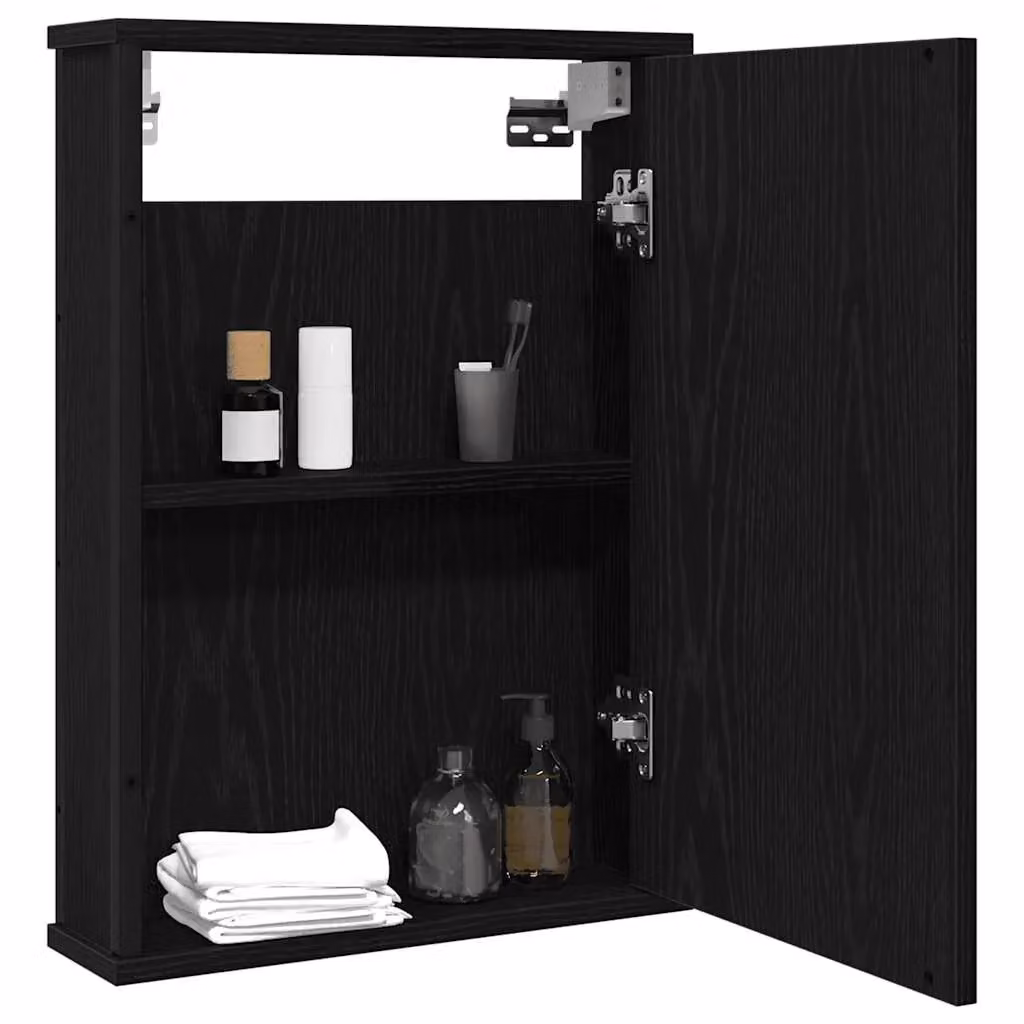 Berkfield Home Black Oak Bathroom Mirror Cabinet with Glass Doors, W/D/H: 42 x 12 x 60 cm – 3