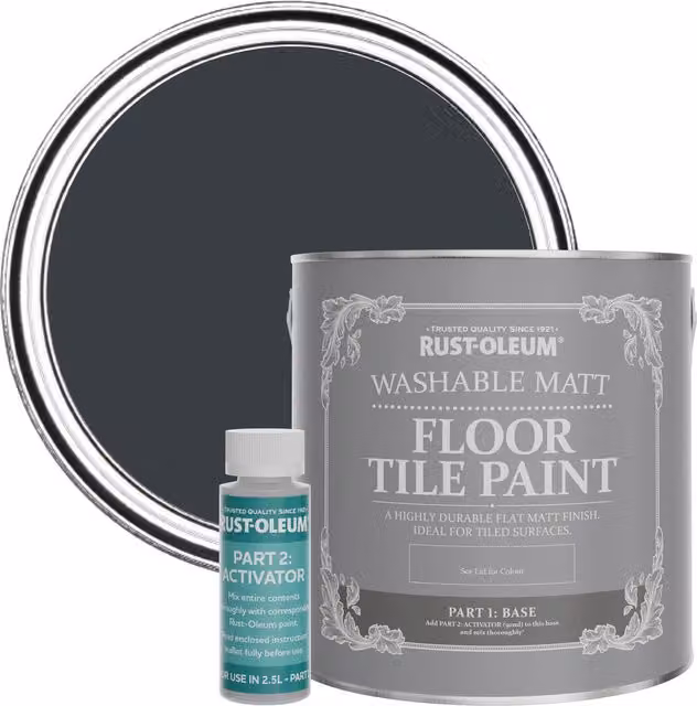Rust-Oleum Washable Matt Floor Tile Paint in Anthracite Grey (RAL 7016), 0.75 l
