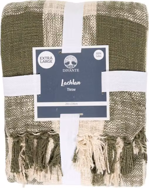 Divante Lachlan Checked Cotton Throw in Green