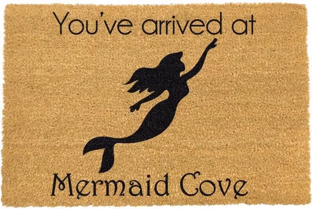 Artsy Mats You Have Arrived At Mermaid Cove Non-Slip Coir and Rubber Doormat, Brown