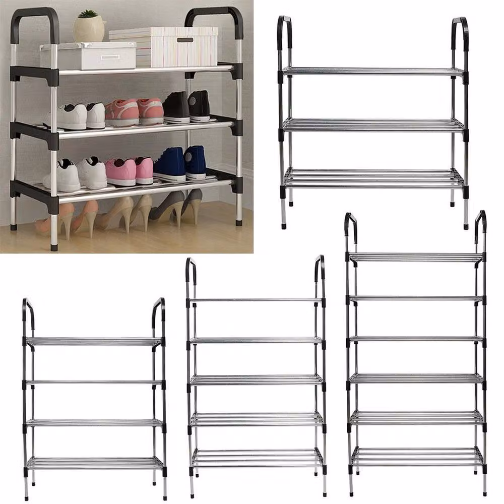 Kelvenix 3 Tier Metal Shoe Rack Stand Organiser in Black, W: 50 cm, D: 50 cm, H: 50 cm – 2