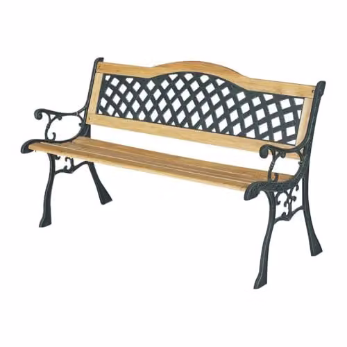 Home Source Lorien 2-Seater Wooden Garden Bench in Verdigris Green with Geometric Lattice Back Design, W/D/H: 125 x 52 x 76 cm – 5