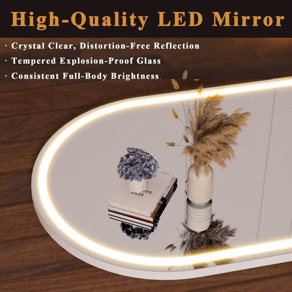 Cassilando Dimmable LED Illuminated Full Length Wall Mirror in White, W: 80 cm, H: 180 cm – 3