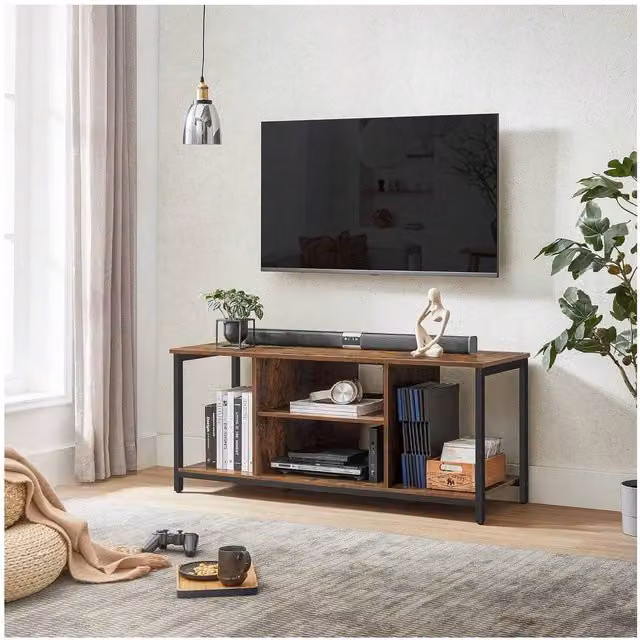 VASAGLE Industrial TV Stand Cabinet in Bronze and Brown, W: 120 cm, D: 40 cm