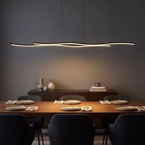 Globo Lighting Modern Black Metal LED Pendant Light with Adjustable Height and Warm White Light – 1