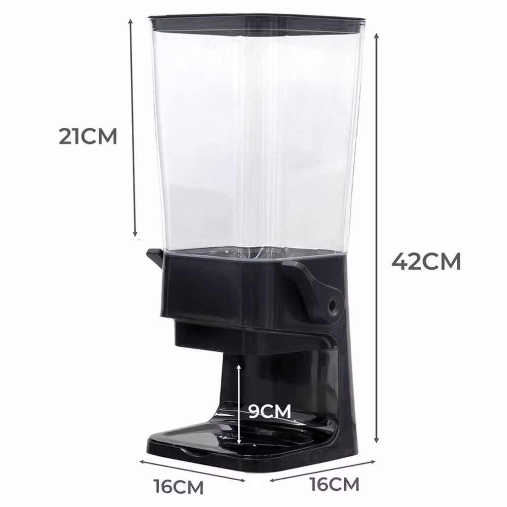 Nordara Set of 2 Airtight Black Plastic Cereal and Dry Food Kitchen Storage Dispensers W/D/H: 15 x 15 x 42 cm – 5