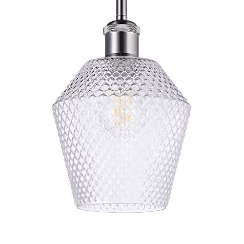 Happy Homewares Modern Clear Glass Cube Pendant Light Shade, W/D/H: 17 x 17 x 17 cm