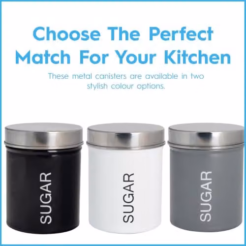 Harbour Housewares Metal Sugar Storage Canister in Grey with Airtight Lid – 5