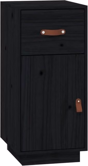 Berkfield Home Black Solid Wood Pine Sideboard, W/D/H: 34 x 40 x 75 cm – 1
