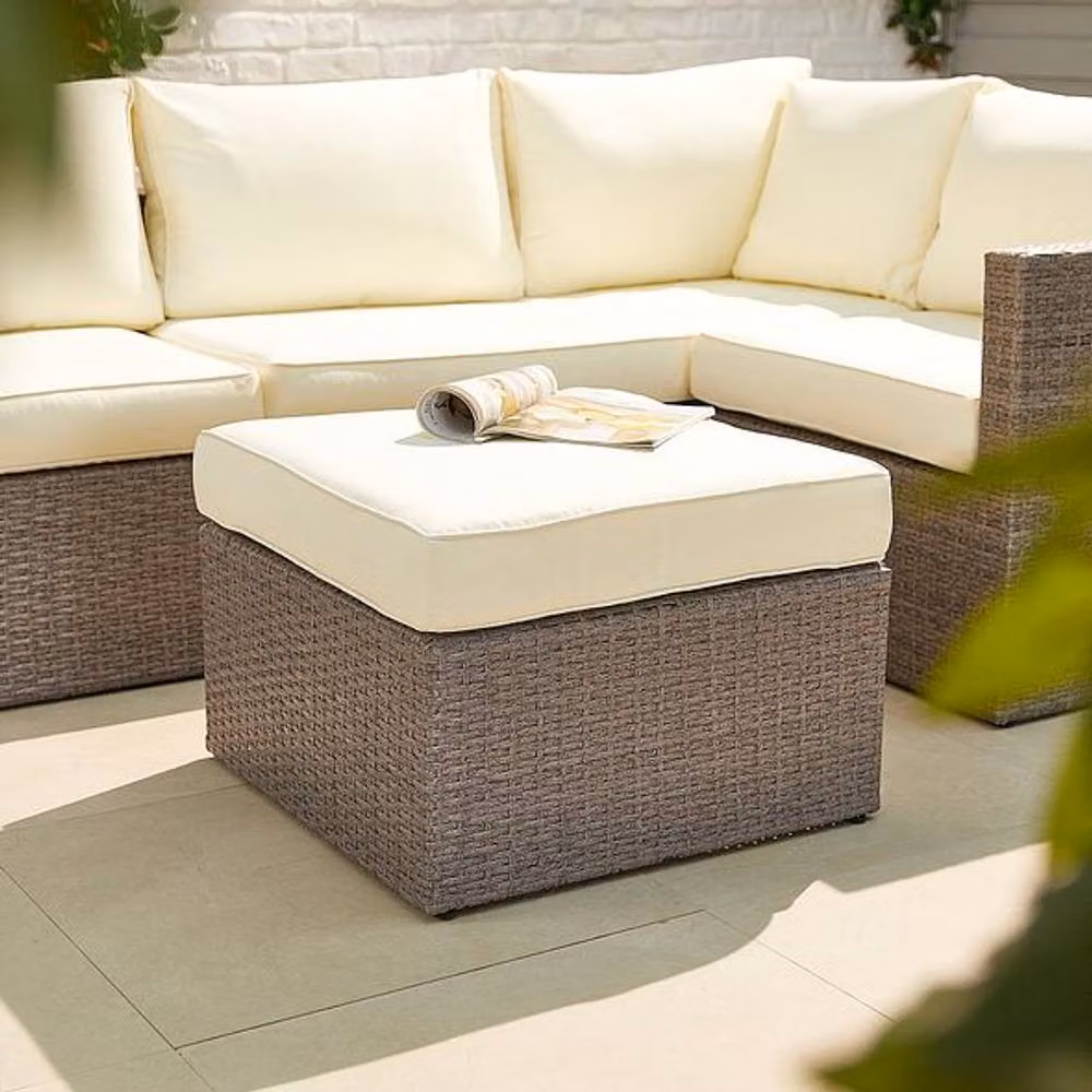 Moderna 4 Seater Rattan Garden Corner Sofa Set in Grey with Upholstered Cushions and Powder Coated Aluminium Frame – 3